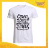 T-Shirt Uomo Bianca "Open Your Heart" Maglia Maglietta Maschile Idea Regalo Divertente per un Ragazzo Gadget Eventi