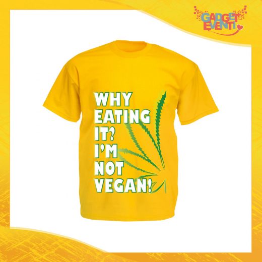 T-Shirt Uomo Gialla Sunflowers "I'm Not Vegan" Maglia per l'estate Idea Regalo Maglietta Maschile Gadget Eventi