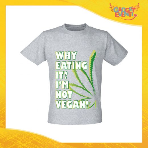 T-Shirt Uomo Grigia "I'm Not Vegan" Maglia per l'estate Idea Regalo Maglietta Maschile Gadget Eventi