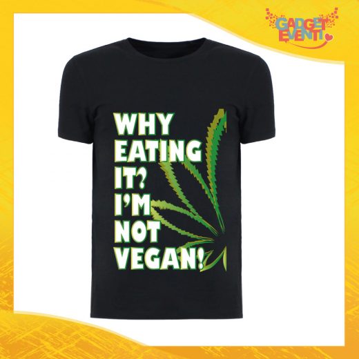 T-Shirt Uomo Nera "I'm Not Vegan" Maglia per l'estate Idea Regalo Maglietta Maschile Gadget Eventi