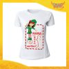 T-Shirt Donna Natalizia Bianca "Elf Family" Maglietta per l'inverno Maglia Natalizia Idea Regalo Gadget Eventi