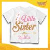 Maglietta Bianca Femminuccia Bimba "Little Sister" Idea Regalo T-Shirt Gadget Eventi