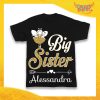 Maglietta Nera Femminuccia Bimba "Big Sister" Idea Regalo T-Shirt Gadget Eventi