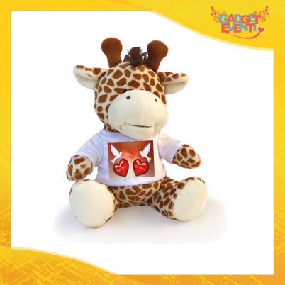 Peluche Love Pupazzo a forma di Giraffa "Colombe e Cuori con Nome" Pupazzetto di San Valentino Idea Regalo per Innamorati Gadget Eventi