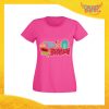 T-Shirt Donna per Compleanni Fucsia "Time For Birthday" Maglietta Idea Regalo Maglia per Feste di Compleanno Gadget Eventi