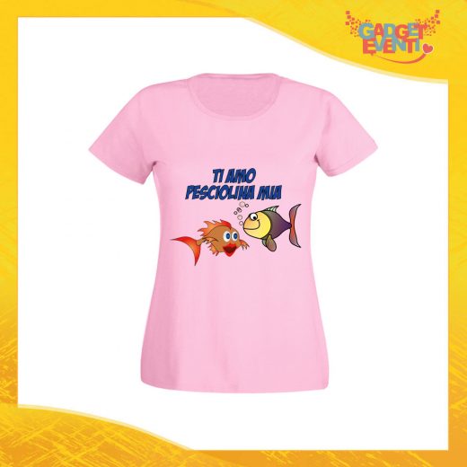 T-Shirt Donna Love Rosa "Pesciolina Mia" Maglietta Idea Regalo Maglia per Innamorati Gadget Eventi