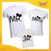 Tris di T-Shirt Bianche "Mr Mrs Junior" Magliette per Tutta la Famiglia Completo di Maglie Padre Madre Figli Idea Regalo Gadget Eventi