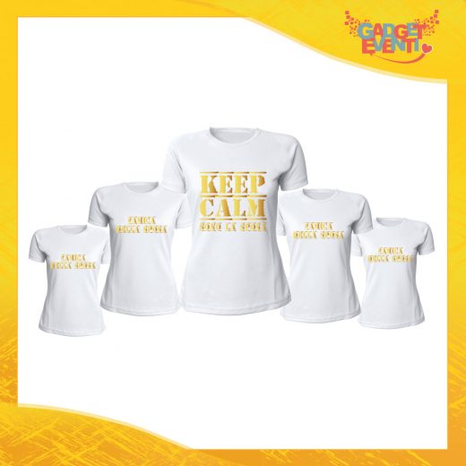 Pacchetto T-Shirt Donna Bianche con Grafica Oro "Keep Calm Sposa + Amiche" Magliette Femminili per Addio al Nubilato Feste e Party Esclusivi Gadget Eventi