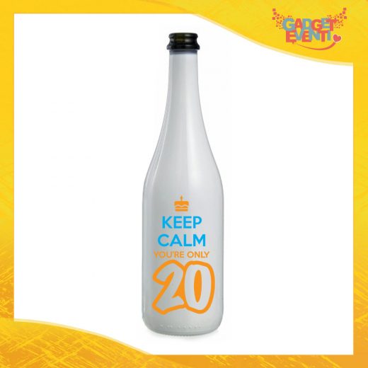 Bottiglia da Vino Personalizzata "Keep Calm Twenty" Grafica Arancio Bottiglie per Compleanni Idea Regalo Originale per Feste di Compleanno Gadget Eventi