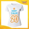 T-Shirt Donna Bianca "Keep Calm Twenty" Grafica Arancio Maglietta Femminile Birthday per Feste di Compleanno Idea Regalo per Compleanni Gadget Eventi