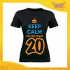 T-Shirt Donna Nera "Keep Calm Twenty" Grafica Arancio Maglietta Femminile Birthday per Feste di Compleanno Idea Regalo per Compleanni Gadget Eventi