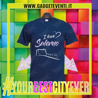 T-Shirt Uomo Blu Navy "I Love Salerno" Maglietta Estiva della tua Città Idea regalo gadget Eventi