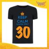 T-Shirt Uomo Nera "Keep Calm Thirty" Maglietta Maschile Birthday per Feste di Compleanno Idea Regalo per Compleanni Gadget Eventi
