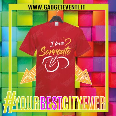 T-Shirt Uomo Rossa "I Love Sorrento" Maglietta Estiva della tua Città Idea regalo gadget Eventi