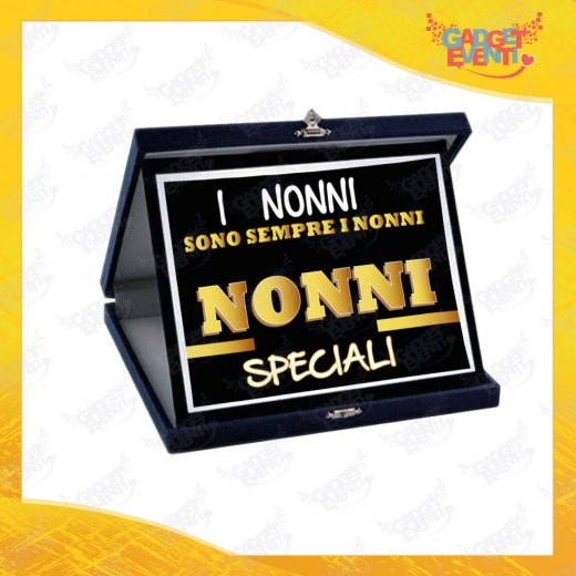Targa Decorativa Nera "Nonni Speciali" grafica oro Idea Regalo Festa dei Nonni Gadget Eventi