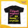 Maglietta Nera Bimbo "Nonni Stupendi" Grafica Rosa Idea Regalo T-Shirt Festa dei Nonni Gadget Eventi