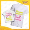 Coppia di T-Shirt Uomo Bimbo Bianche "Nipoti Stupendi Per Nonno" grafica rosa Magliette divertenti per Nonno e Nipote Gadget Eventi