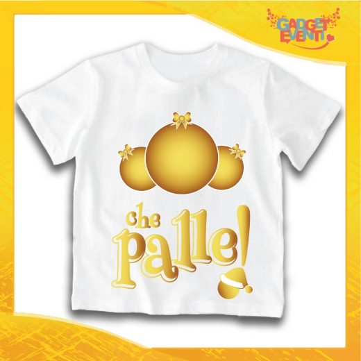 T-Shirt Bimbo Maglietta Bianca "Che Palle" grafica Oro Gadget Eventi