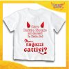 T-Shirt Bimba Bianca Maglietta "Lista dei Ragazzi Cattivi" grafica Rossa Gadget Eventi