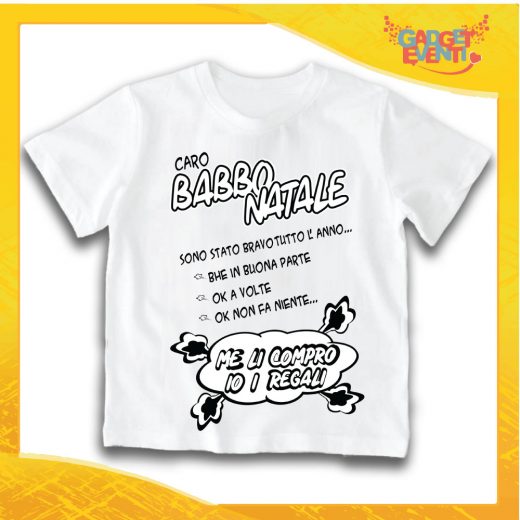 T-Shirt Bimbo Bianca Maglietta "Sono Stato Bravo Tutto l'Anno" grafica Nera Gadget Eventi