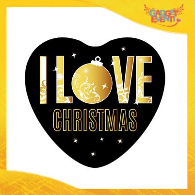 Mouse Pad a Cuore Natalizio Grafica Oro "I Love Christmas" tappetino pc ufficio idea regalo festa di Natale gadget eventi