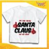 T-Shirt Bimbo Bianca Maglietta "Real Santa Claus" grafica Nera Gadget Eventi