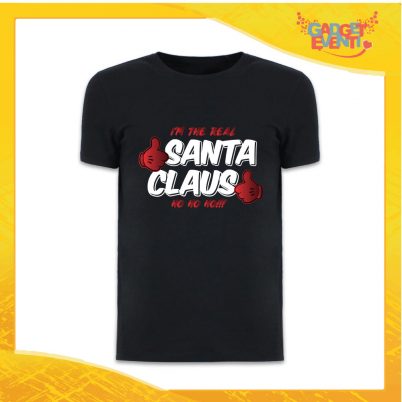 T-Shirt Uomo Natalizia Nera "Real Santa Claus" grafica Bianca Maglietta per l'inverno Maglia Natalizia Idea Regalo Gadget Eventi