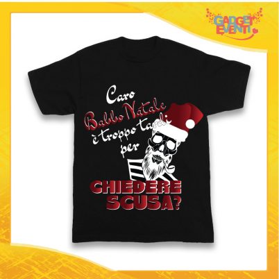T-Shirt Bimbo Nera Maglietta "Caro Babbo Natale..." grafica Rossa Gadget Eventi