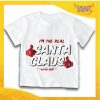 T-Shirt Bimbo Bianca Maglietta "Real Santa Claus" grafica Argento Gadget Eventi