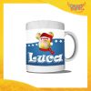 Tazza Natalizia Per Uomo Personalizzata "Topolino Natale Con Nome" grafica Blu Mug Colazione Breakfast Idea Regalo Festività Natalizie Gadget Eventi