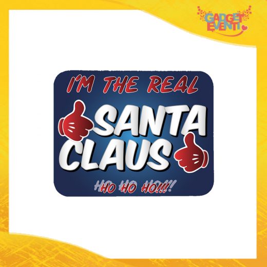 Mouse Pad Rettangolare Natalizio grafica Blu "Real Santa Claus" tappetino pc ufficio idea regalo festa di Natale gadget eventi