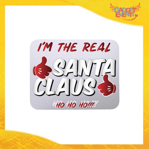 Mouse Pad Rettangolare Natalizio grafica Argento "Real Santa Claus" tappetino pc ufficio idea regalo festa di Natale gadget eventi