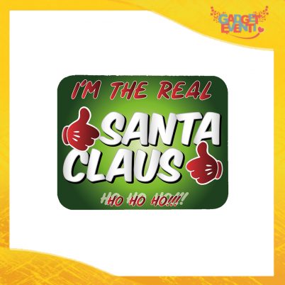 Mouse Pad Rettangolare Natalizio grafica Verde "Real Santa Claus" tappetino pc ufficio idea regalo festa di Natale gadget eventi