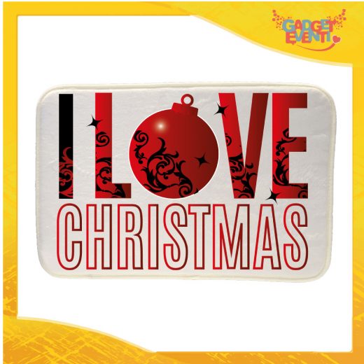 Mouse Pad Rettangolare Natalizio Grafica Rossa "I Love Christmas" tappetino pc ufficio idea regalo festa di Natale gadget eventi
