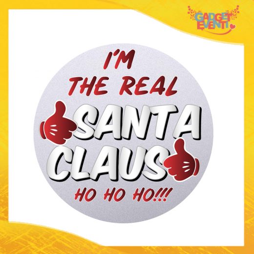 Mouse Pad Tondo Natalizio grafica Argento "Real Santa Claus" tappetino pc ufficio idea regalo festa di Natale gadget eventi