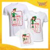 Tris di T-Shirt Bianche "Elf Family Con Nomi" Magliette per Tutta la Famiglia Completo di Maglie Papà Mamma Figlio Figlia Idea Regalo Gadget Eventi