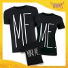 Tris di T-Shirt Nere "Me Mini Me" Magliette per Tutta la Famiglia Completo di Maglie Padre Madre Figli Idea Regalo Gadget Eventi
