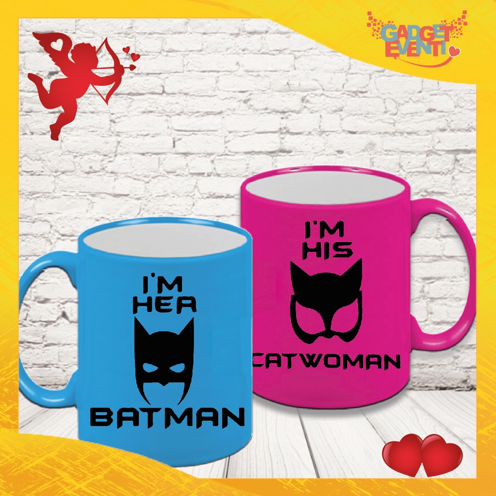 Coppia di Tazze Love You and Me "Batman and Catwoman" 