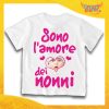 Maglietta Bianca Bimbo "Sono l'Amore dei Nonni" Idea Regalo T-Shirt Festa dei Nonni Gadget Eventi