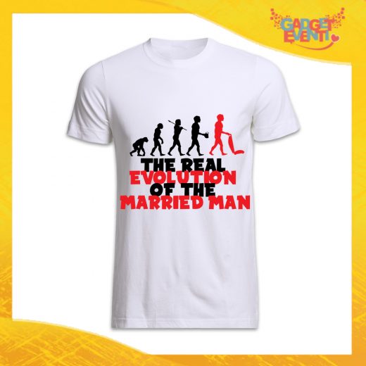 T-Shirt Uomo Nera Addio al Celibato Maglietta "Evoluzione" Gadget Eventi