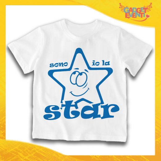 Maglietta Bianca Bimbo "Sono Io la Star" Idea Regalo T-Shirt Bambini Gadget Eventi