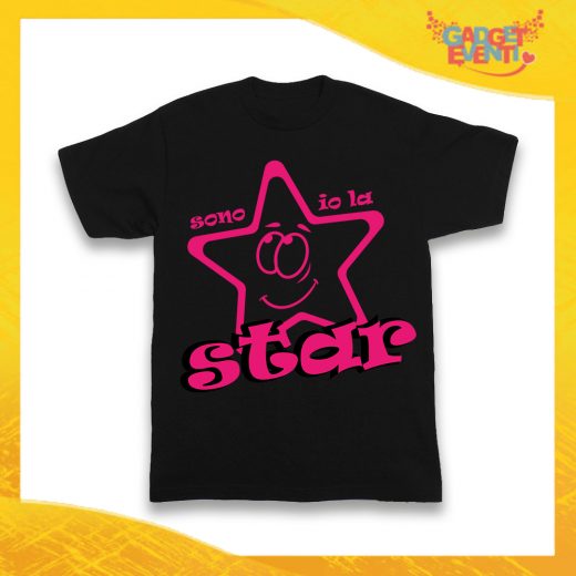 Maglietta Nera Bimba "Sono Io la Star" Idea Regalo T-Shirt Bambini Gadget Eventi