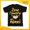 Maglietta Nera Bimbo "Sono l'Amore dei Nonni" Idea Regalo T-Shirt Festa dei Nonni Gadget Eventi