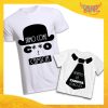 Coppia di T-Shirt Bianche Padre Figlio Grafica Nera "Culo e Camicia" Magliette Idea Regalo Originale Festa del Papà Gadget Eventi