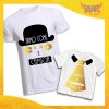 Coppia di T-Shirt Bianche Padre Figlio Grafica Oro "Culo e Camicia" Magliette Idea Regalo Originale Festa del Papà Gadget Eventi