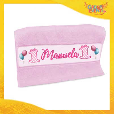 Asciugamano Bimba Personalizzato Rosa "Quadri" Gadget Eventi