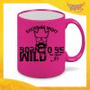 Tazza Fluo Fucsia Personalizzata "Born To Be Wild" Mug Colazione Breakfast Idea Regalo Per Addii al Celibato Gadget Eventi