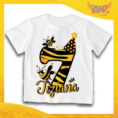 T-Shirt Bianca bimbo/a "Apetta Nome e Numero" Maglietta Idea Regalo Per Compleanni Gadget Eventi