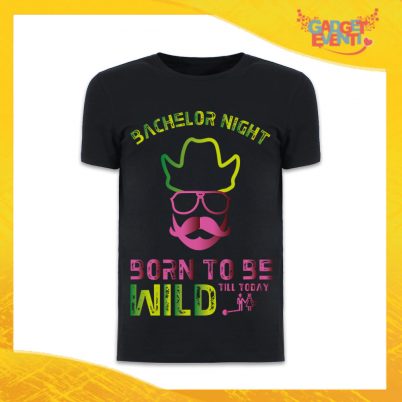 T-Shirt Uomo Nera Addio al Celibato Maglietta "Born To Be Wild Sposo" Gadget Eventi