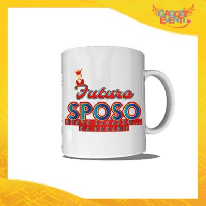 Tazza Bianca Personalizzata "Futuro Sposo Corona" Mug Colazione Breakfast Idea Regalo Addio al Celibato Gadget Eventi